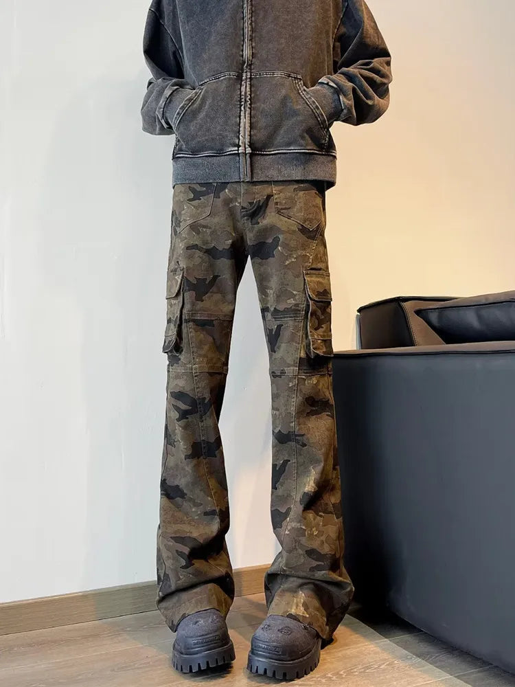 Y2K Cargo Camouflage Boot Cut Jeans