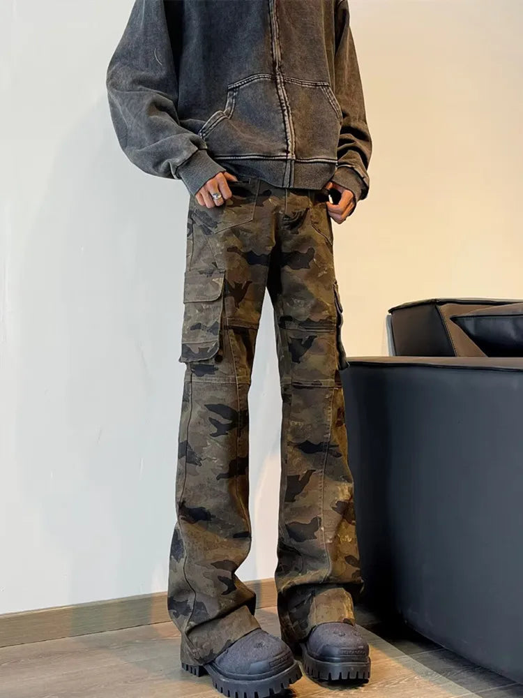 Y2K Cargo Camouflage Boot Cut Jeans