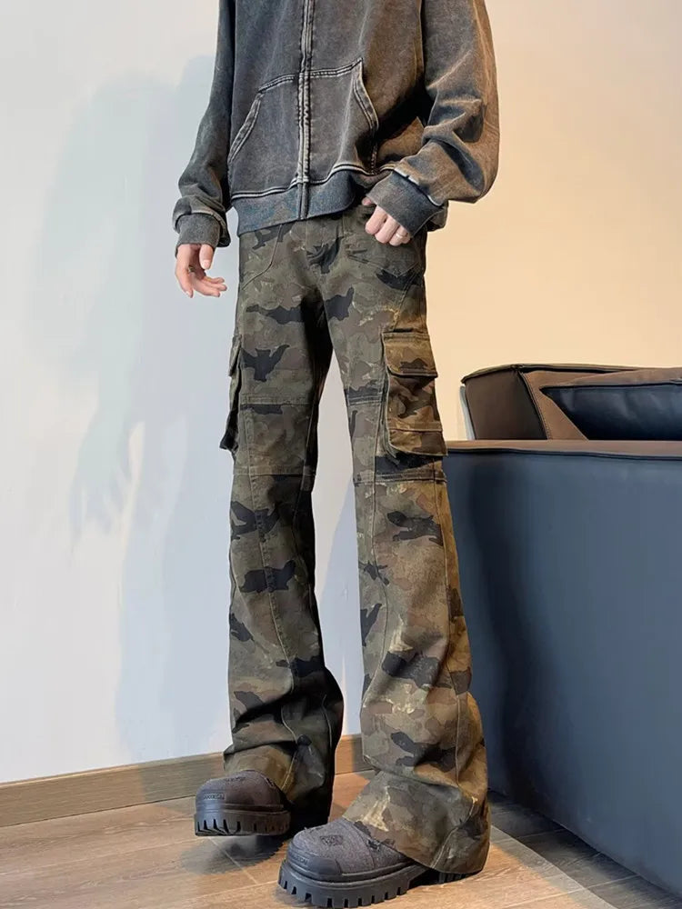 Y2K Cargo Camouflage Boot Cut Jeans