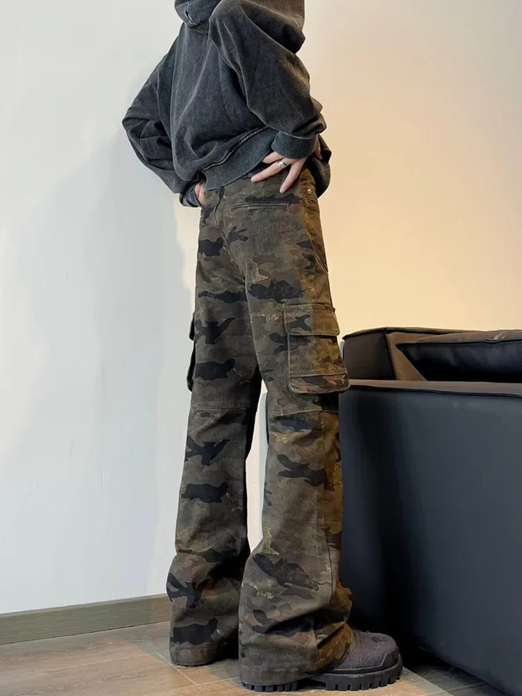 Y2K Cargo Camouflage Boot Cut Jeans