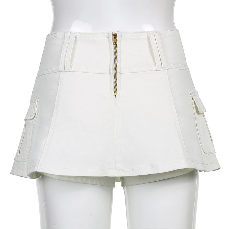 Y2K Cargo Denim High Waist Mini Skirt