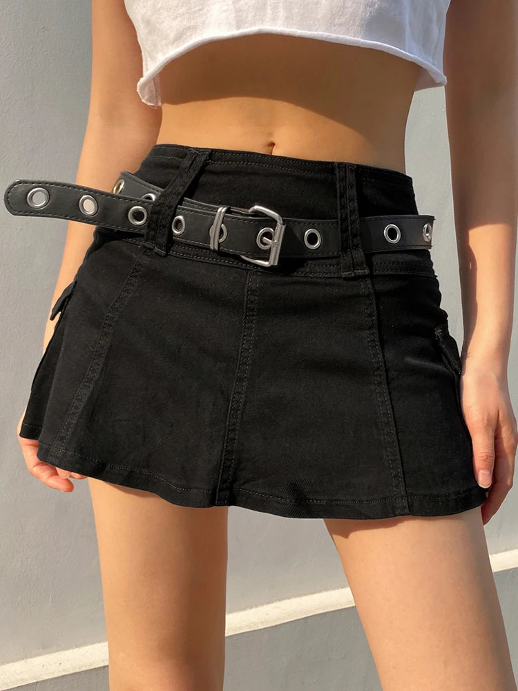 Y2K Cargo Denim High Waist Mini Skirt