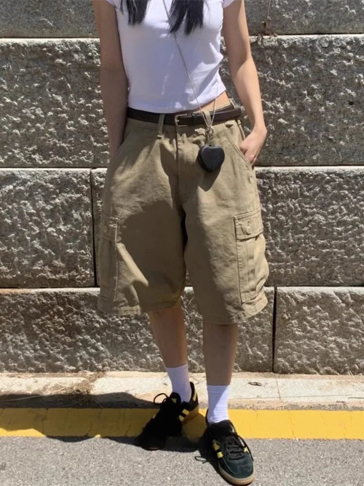 Y2K Casual High Waist Cargo Jorts