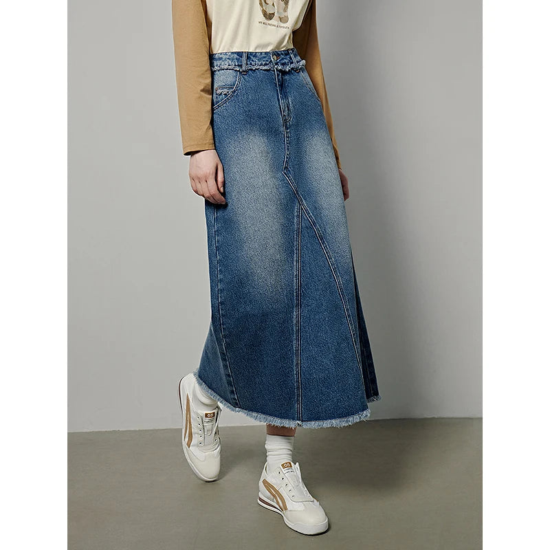 Y2K Casual Maxi Denim Skirt