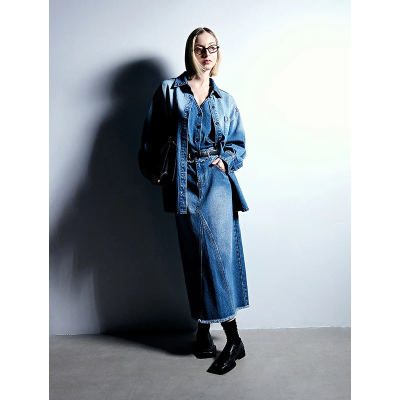 Y2K Casual Maxi Denim Skirt
