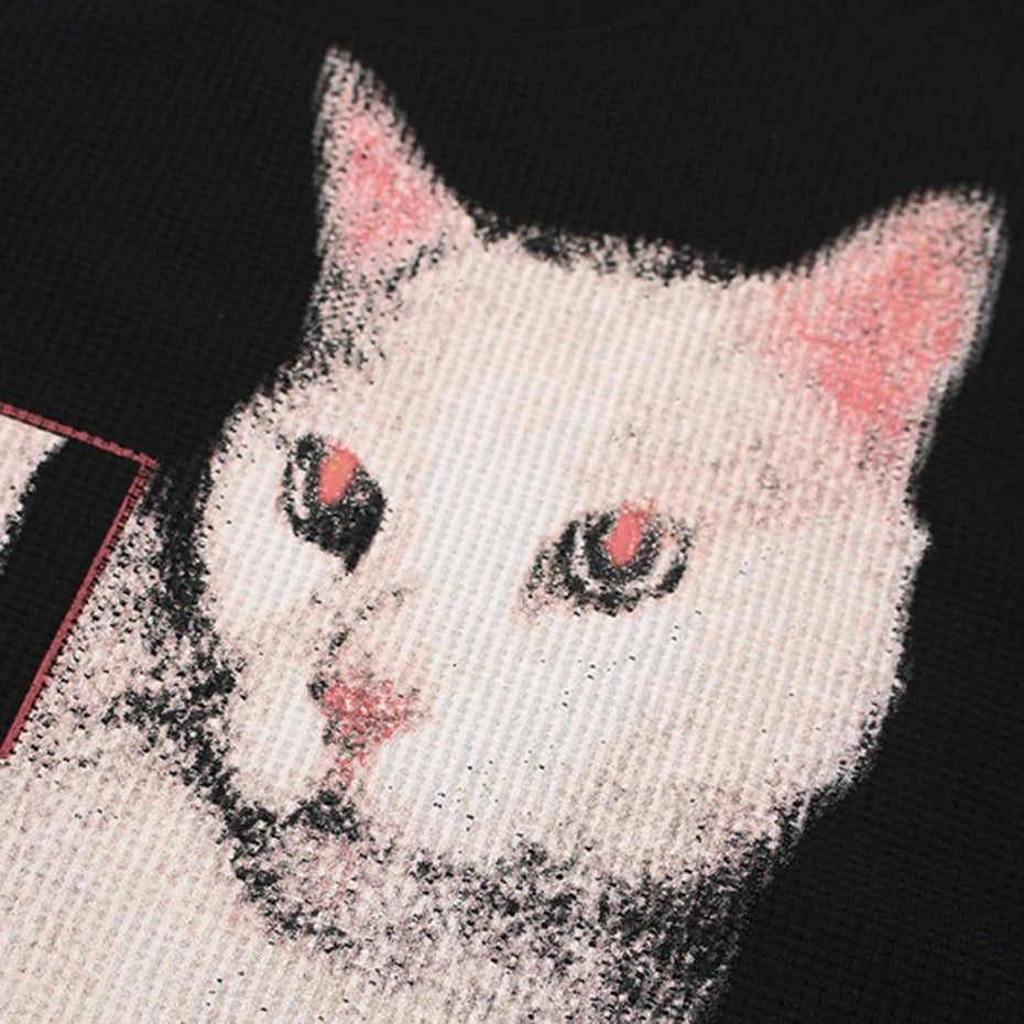 Y2K Cat Eyes Graphic Long Sleeve Top