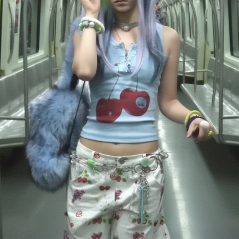 Y2K Cherry Graphic Vintage Crop Tank Top