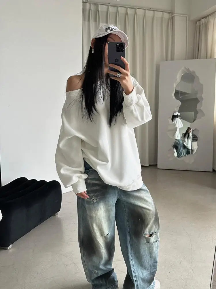 Y2K Chic Off Shoulder Long Sleeve Top