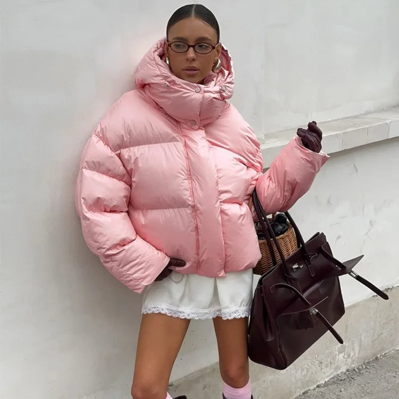 Y2K Chic Pink Puffy Padded Puffer Jacket Coat