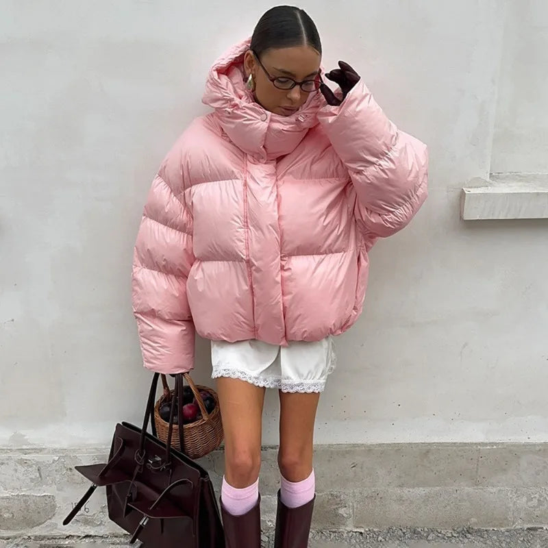 Y2K Chic Pink Puffy Padded Puffer Jacket Coat