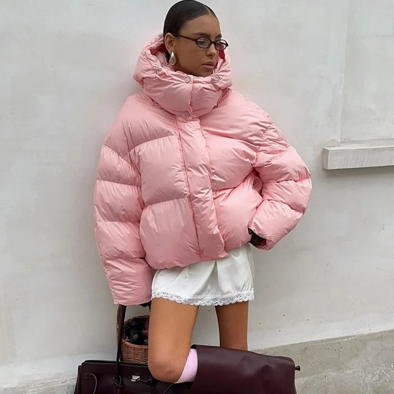 Y2K Chic Pink Puffy Padded Puffer Jacket Coat