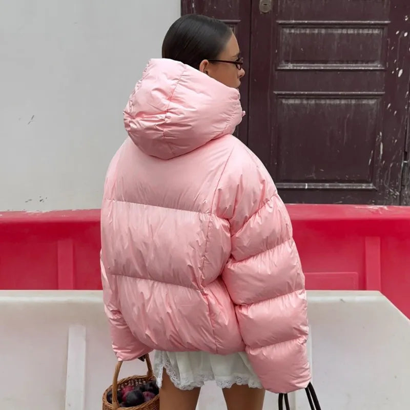 Y2K Chic Pink Puffy Padded Puffer Jacket Coat