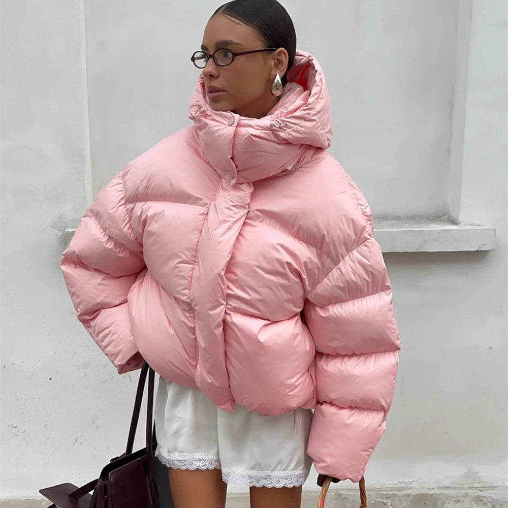 Y2K Chic Pink Puffy Padded Puffer Jacket Coat