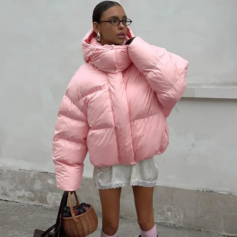 Y2K Chic Pink Puffy Padded Puffer Jacket Coat