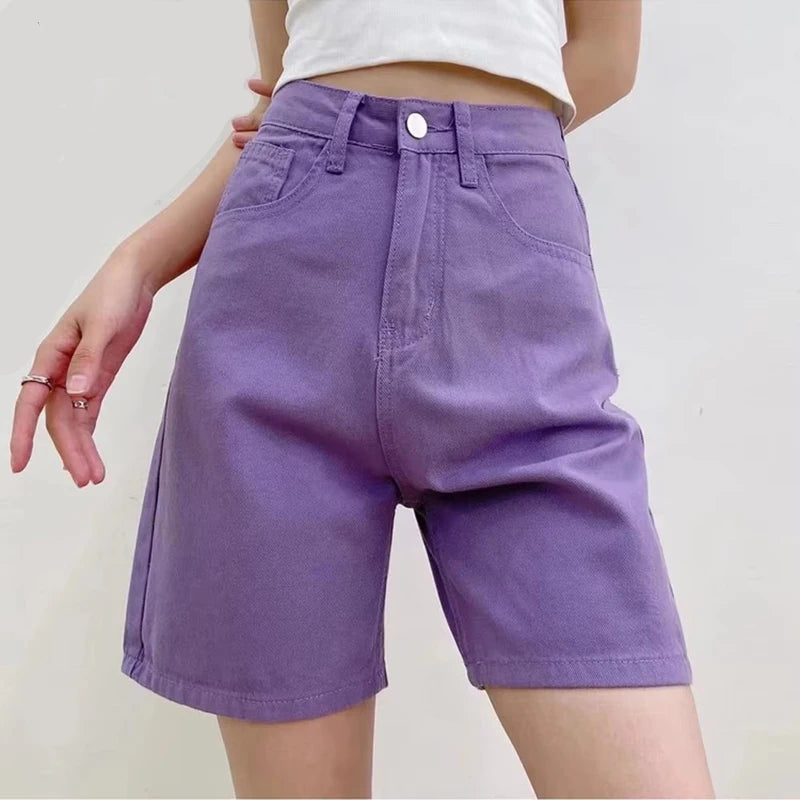 Y2K Chic Straight Leg High Waist Denim Shorts Jorts