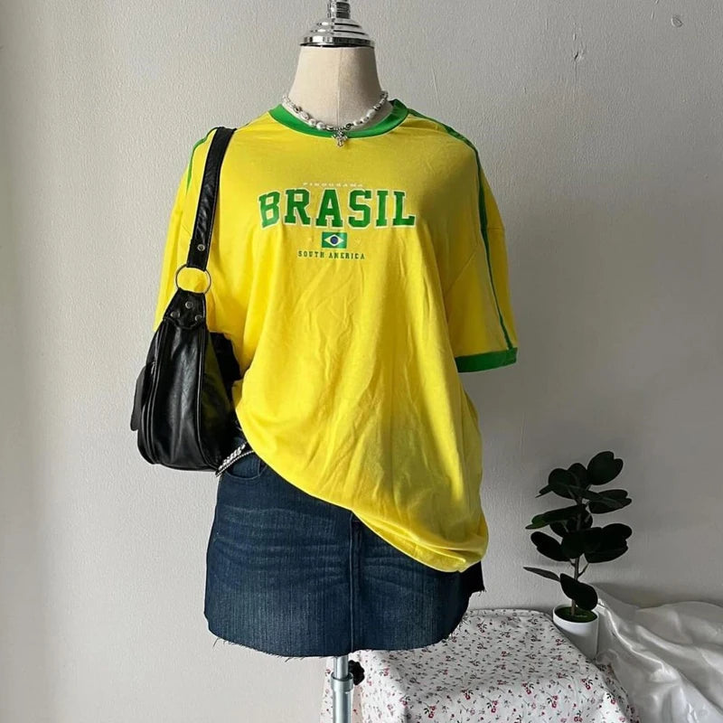 Y2K Classic Brazil Graphic T Shirt