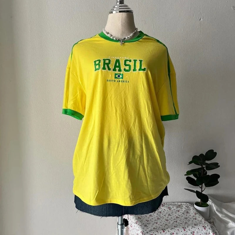 Y2K Classic Brazil Graphic T Shirt