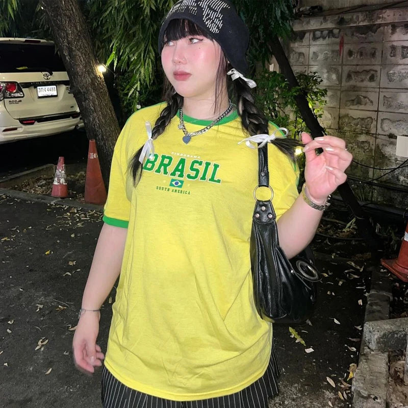 Y2K Classic Brazil Graphic T Shirt