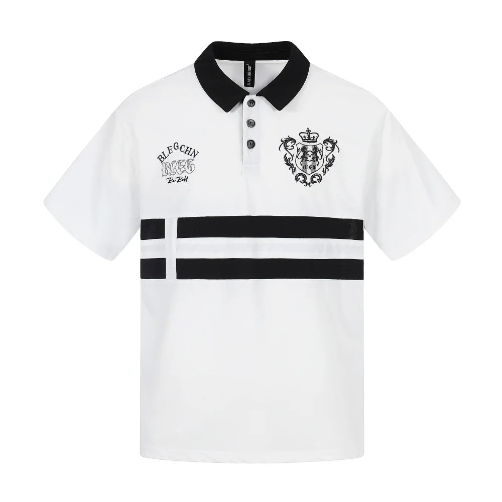 Y2K Contrast Panelled Embroidered Polo Shirt