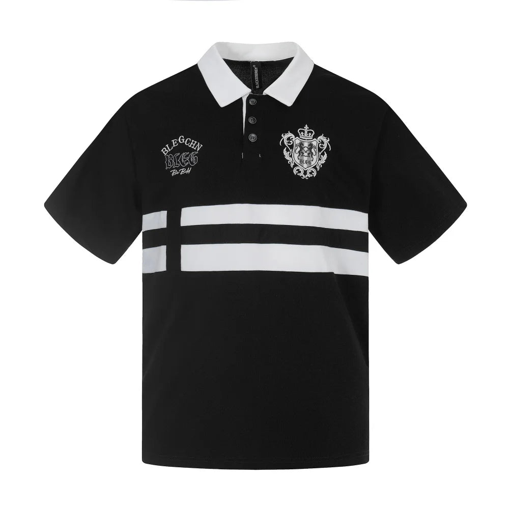 Y2K Contrast Panelled Embroidered Polo Shirt