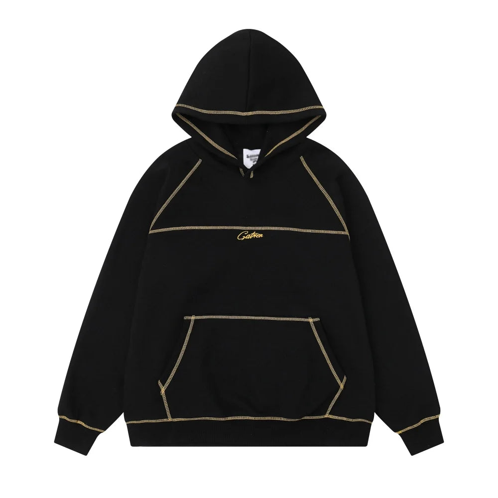 Y2K Contrast Stitch Embroidered Hoodie