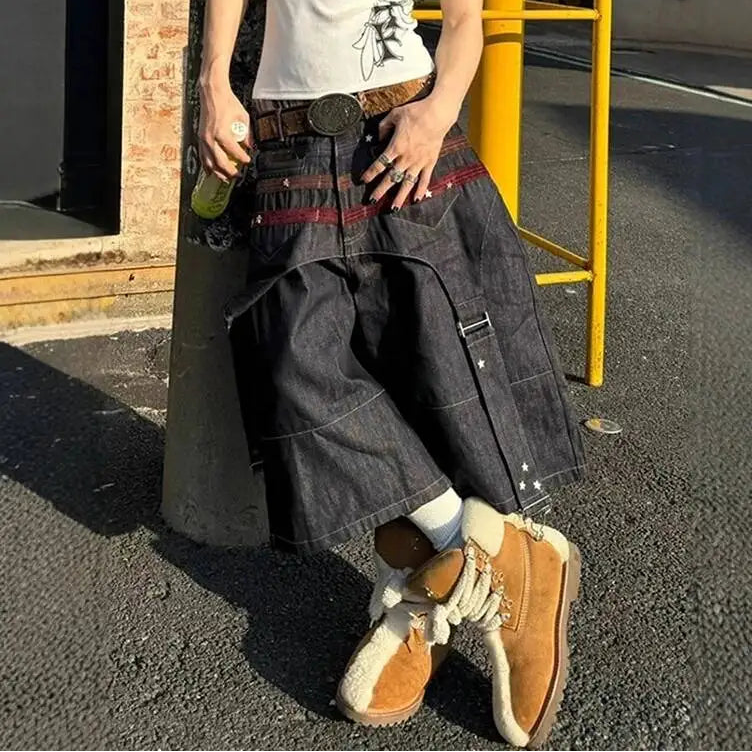 Y2K Cowboy Denim Shorts Jorts