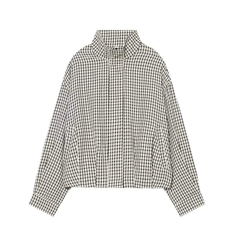 Y2K Cropped Plaid Womens Jacket Coat
