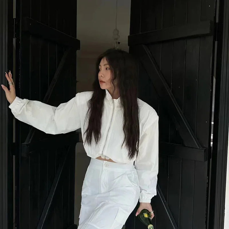 Y2K Cropped Track Jacket Coat Windbreaker