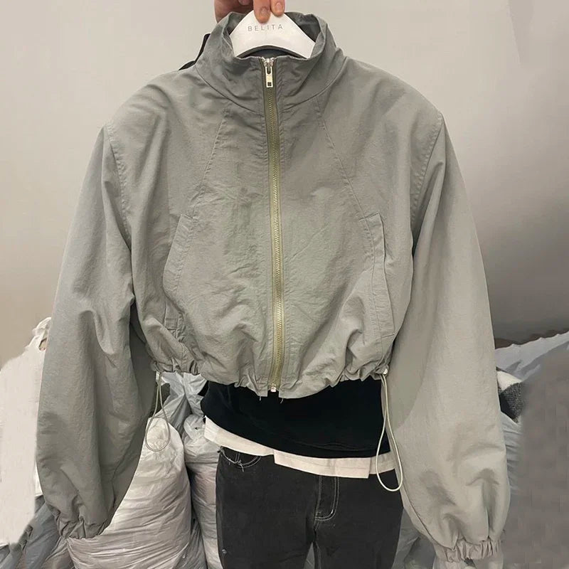 Y2K Cropped Track Jacket Coat Windbreaker