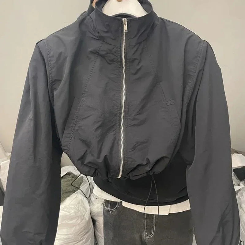 Y2K Cropped Track Jacket Coat Windbreaker