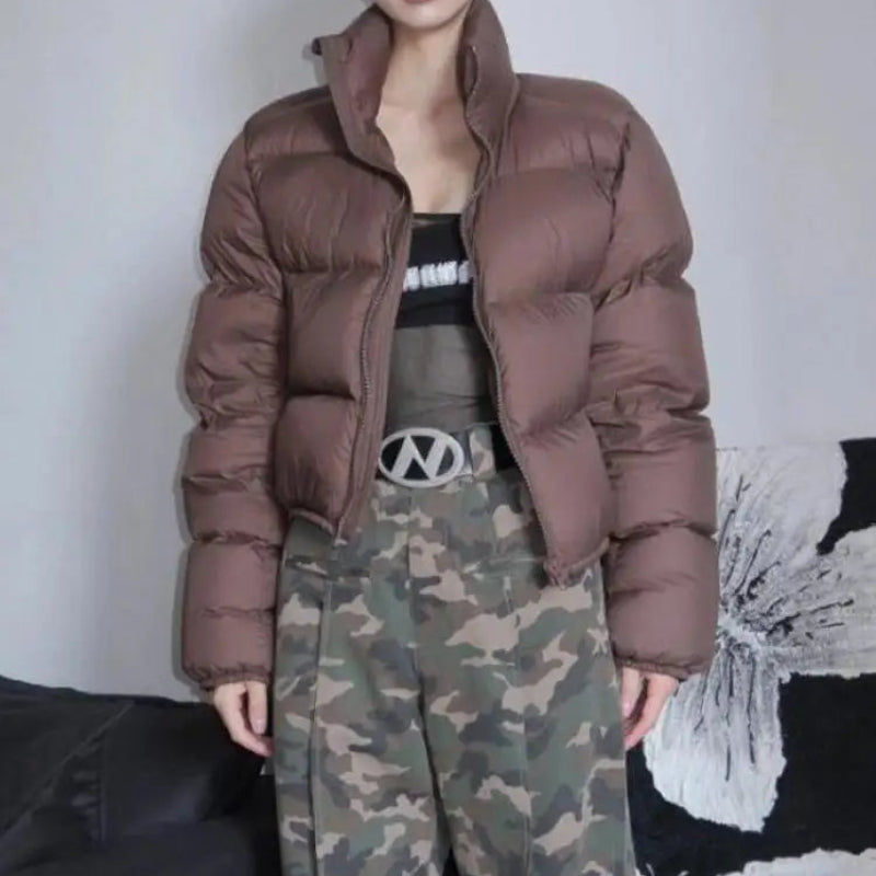 Y2K Cropped Womens Padded Puffer Jacket
