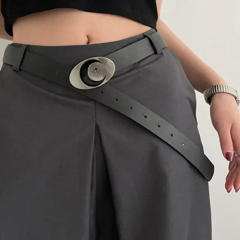 Y2K Cross Moon Buckle Belt