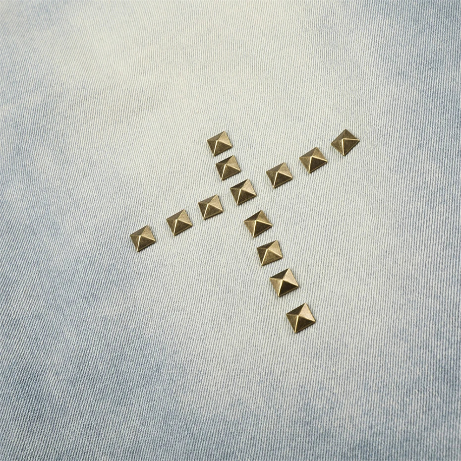 Y2K Cross Rivet Denim Shorts Jorts