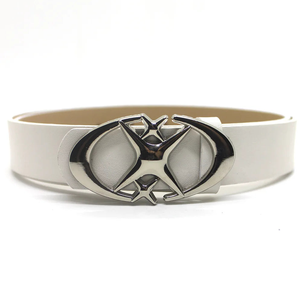 Y2K Cross Star Buckle Leather Belt