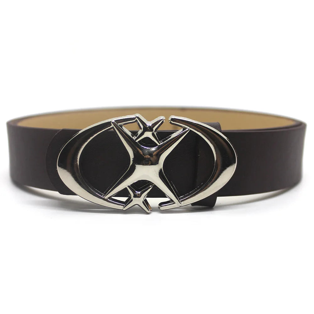 Y2K Cross Star Buckle Leather Belt