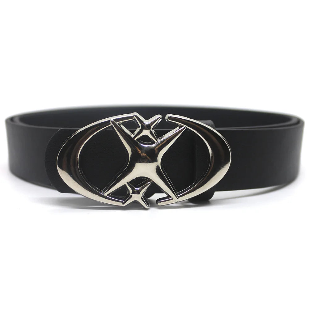 Y2K Cross Star Buckle Leather Belt