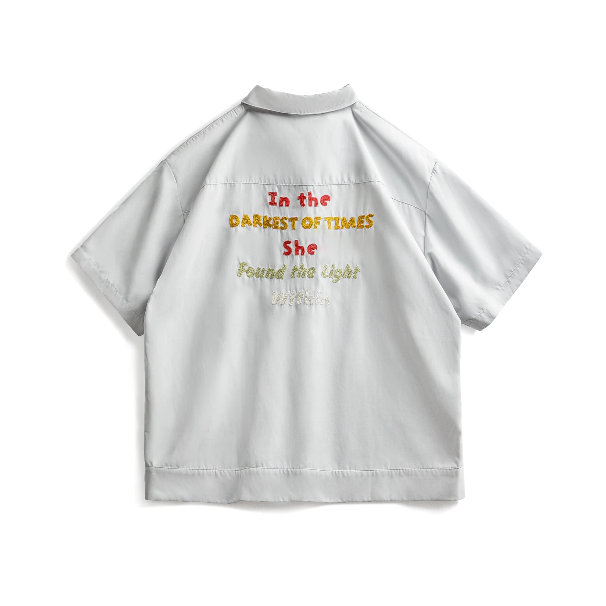 Y2K Cuban Collar Embroidered Short Sleeve Thin Work Shirt