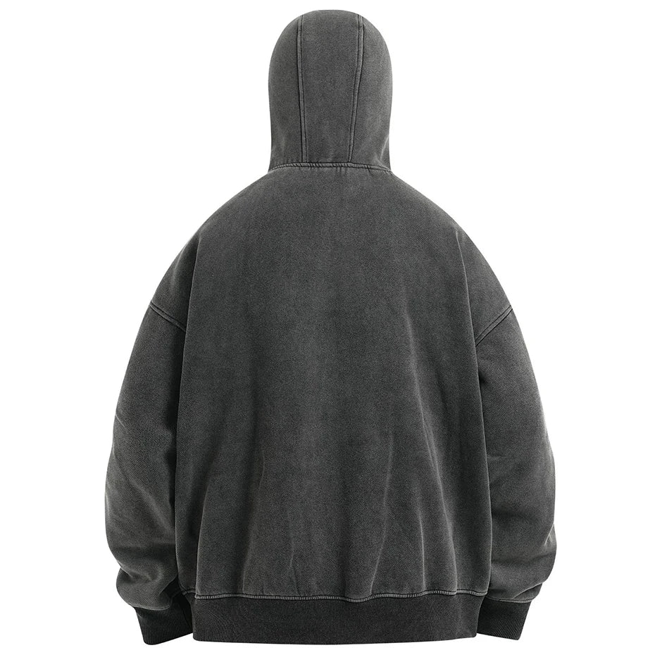 Y2K Dark Grey Balaclava Zip Up Hoodie