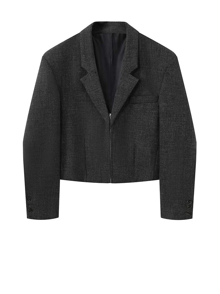 Y2K Dark Grey Shoulder Padded Croppped Blazer