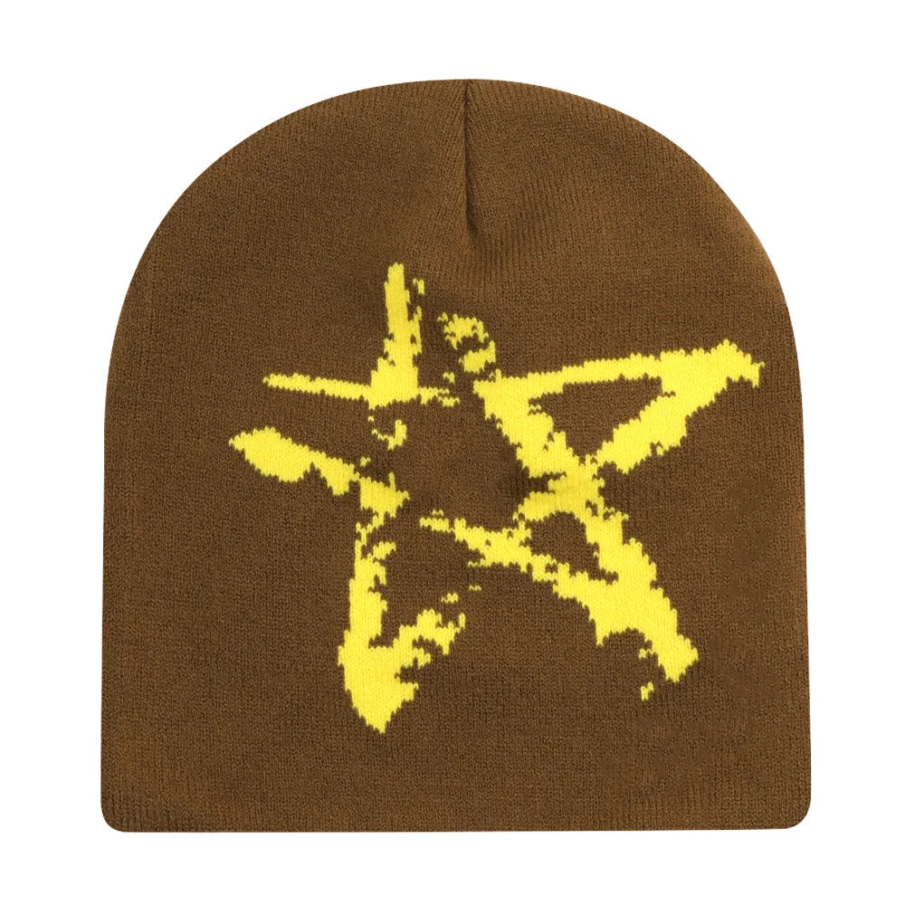 Y2K Deep Ascent Star Graphic Beanie