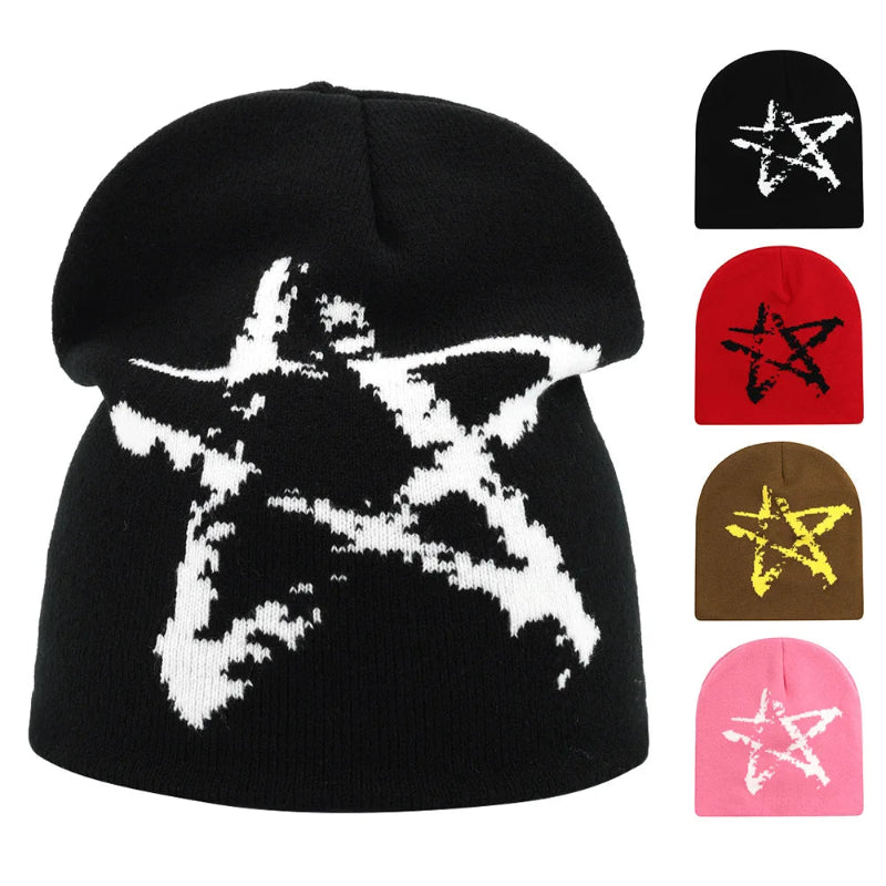 Y2K Deep Ascent Star Graphic Beanie