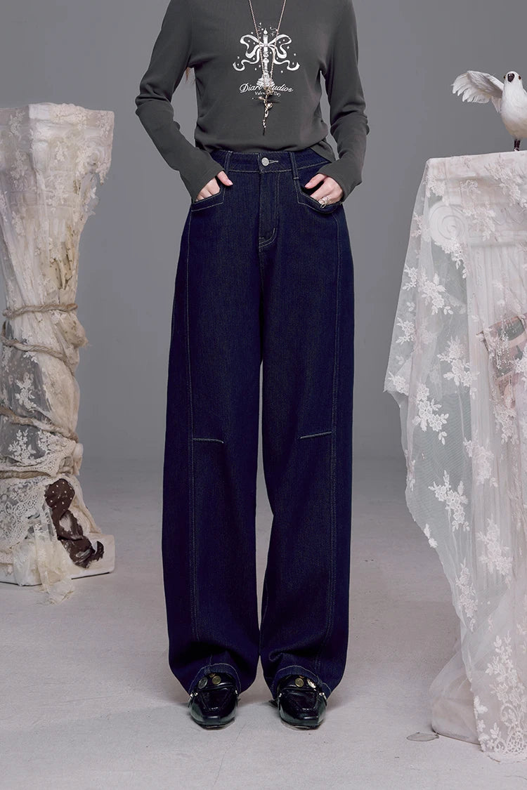 Y2K Deep Denim Boyfriend Fit Jeans