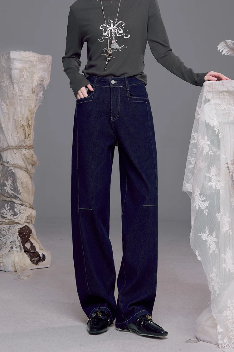 Y2K Deep Denim Boyfriend Fit Jeans