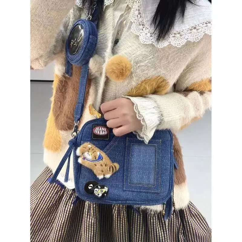 Y2K Denim Messenger Handbag