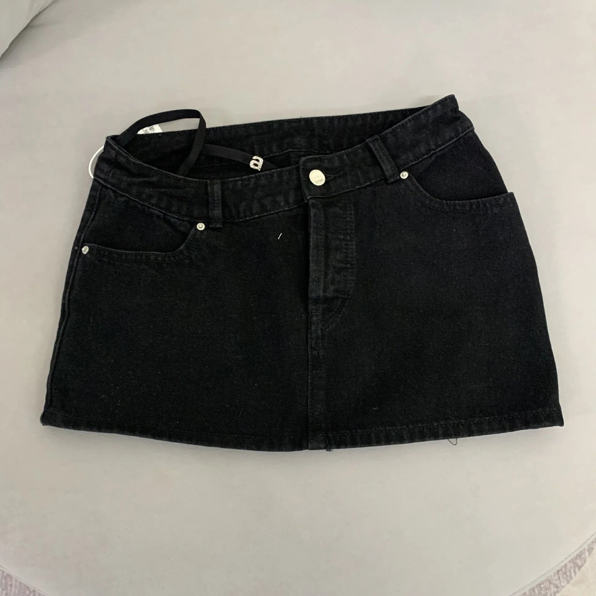 Y2K Denim Waved Micro Mini Skirt