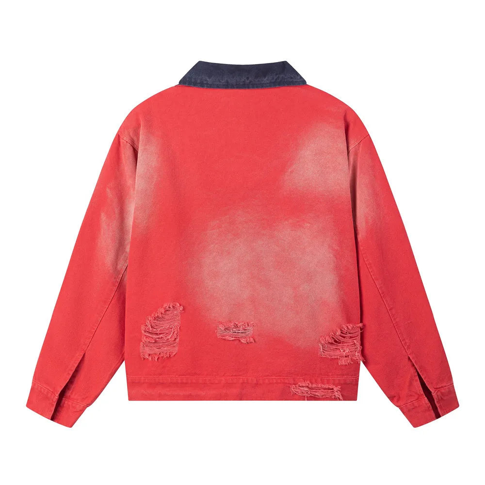 Y2K Distressed Cargo Workwear Jacket