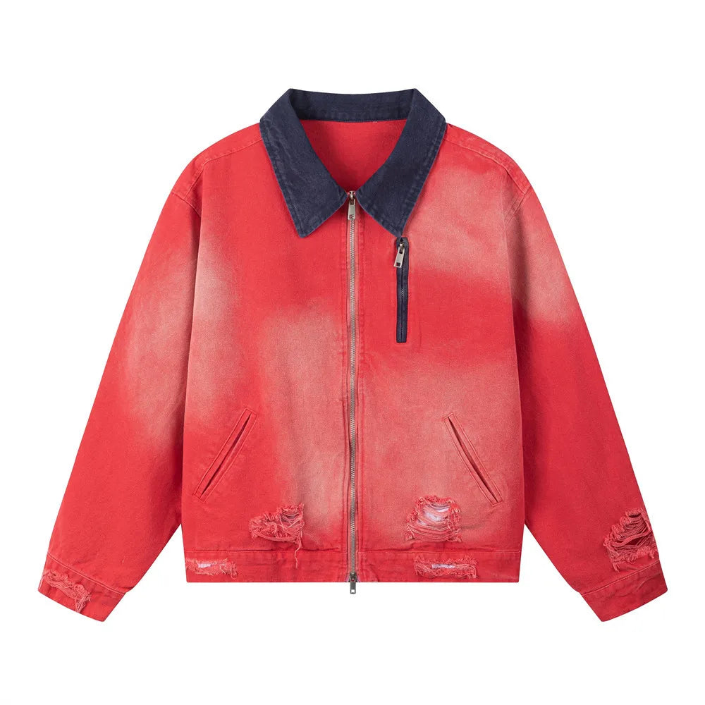 Y2K Distressed Cargo Workwear Jacket