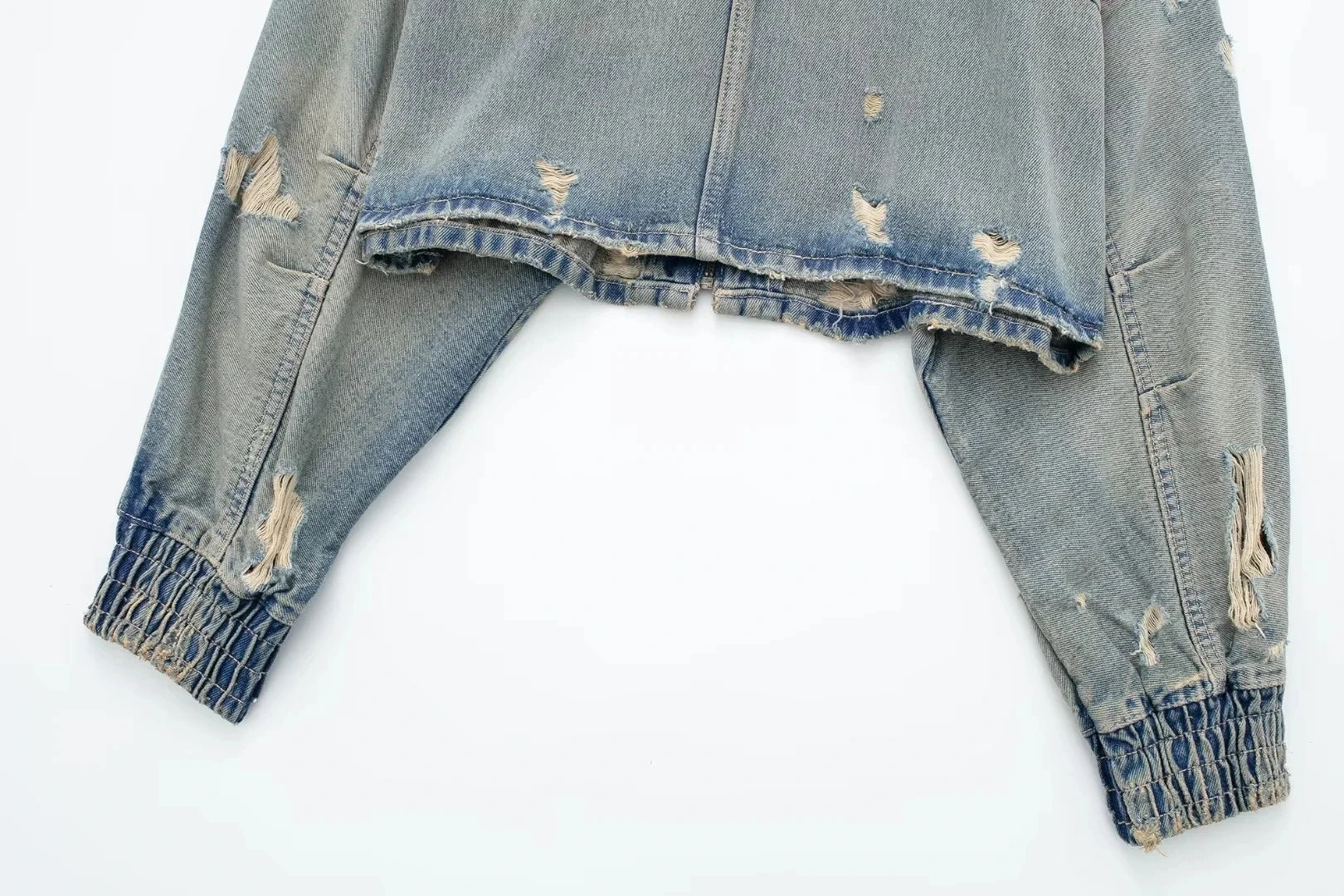 Y2K Distressed Cropped Denim Jacket