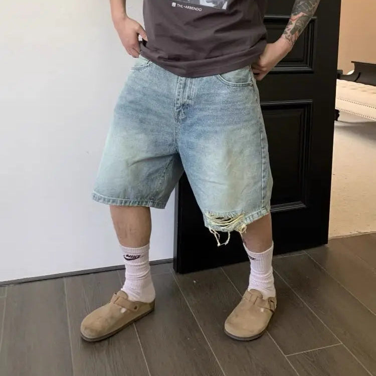 Y2K Distressed Design Cropped Jorts