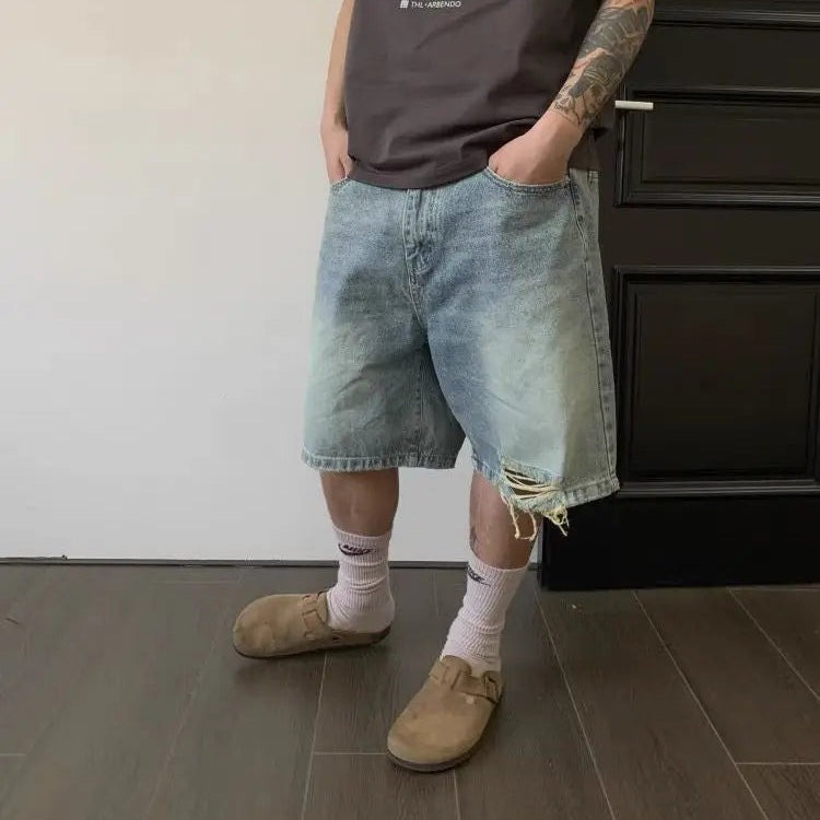 Y2K Distressed Design Cropped Jorts